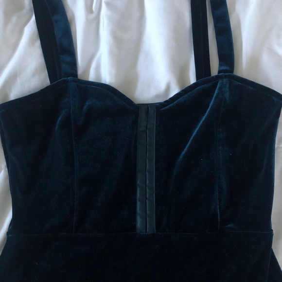 H&M Dark Teal Velvet Clasp Front Mini Dress - Picture 4 of 6